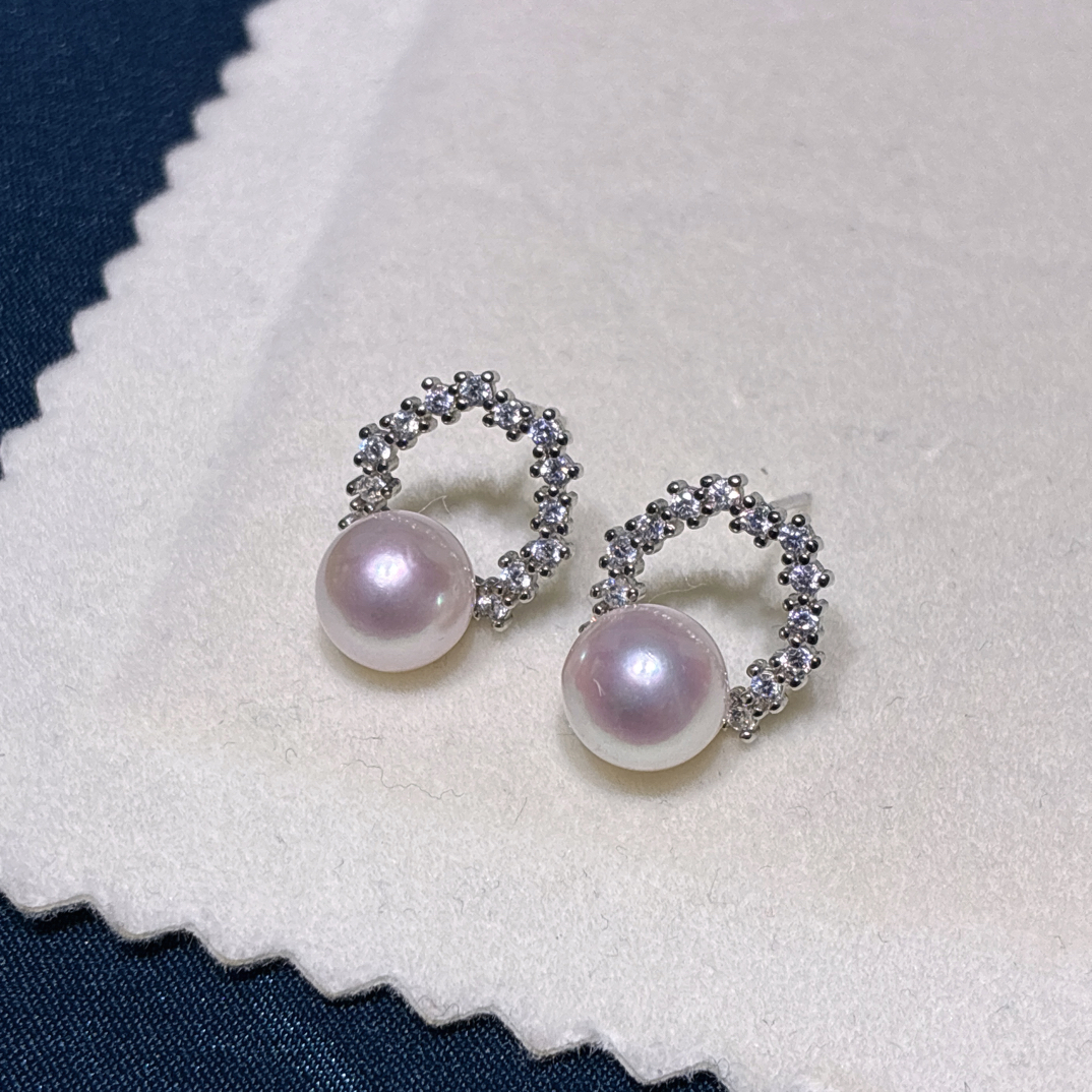 【旭日】太阳花akoya耳钉7-8mm