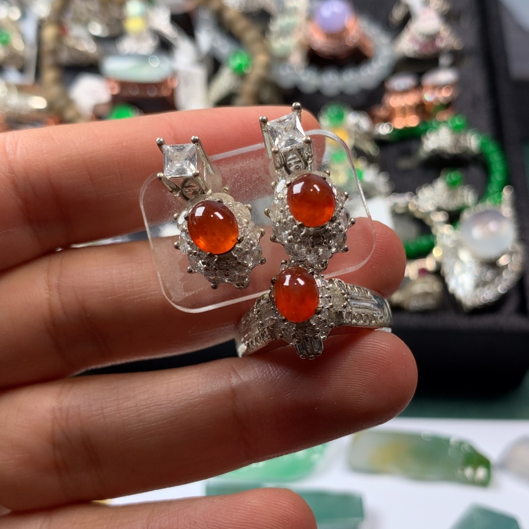 翡翠裸石红翡3颗裸石