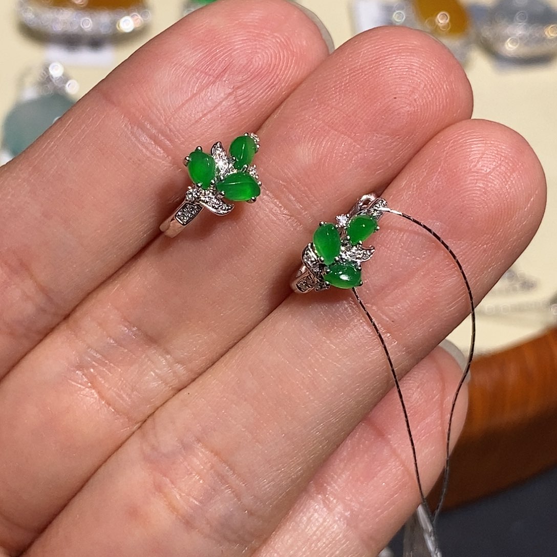 翡翠耳饰18K金镶嵌耳包18k