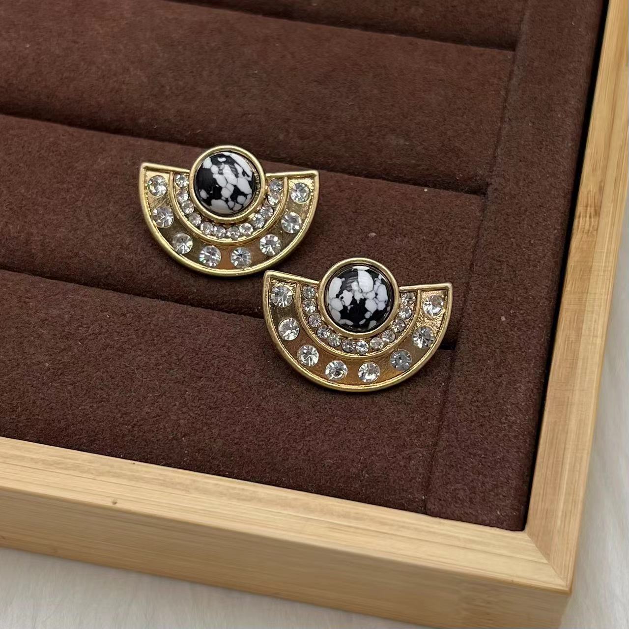 合金合成锆石耳饰 远远（YY576） 时尚百搭气质耳钉耳饰个性中古