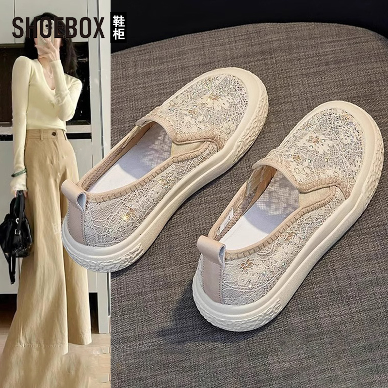 达芙妮集团旗下女鞋夏季透气网面渔夫鞋2025新款百搭网纱平底单鞋