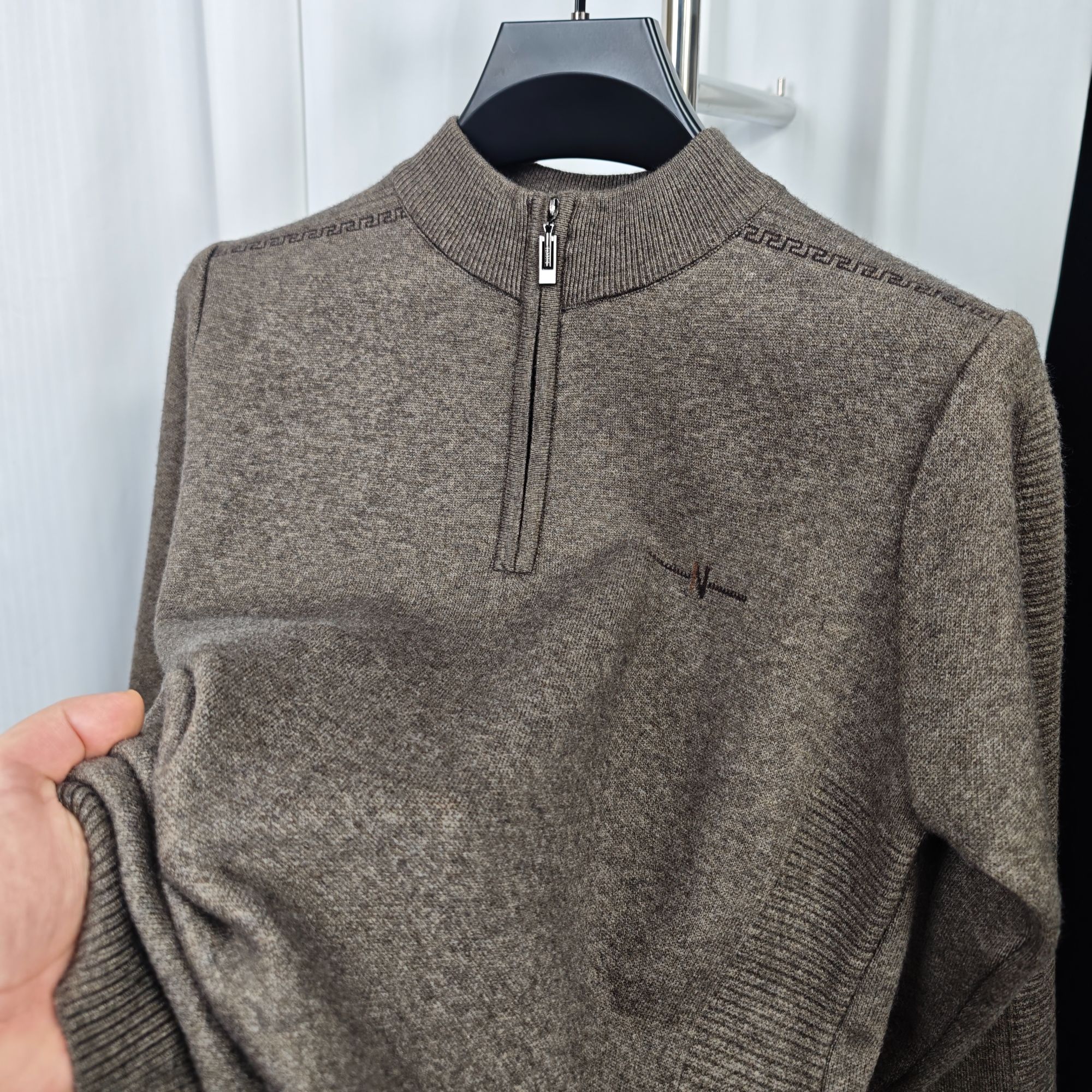 秋冬男士加厚针织半拉链衫休闲日常纹理感抗起球毛衣上衣