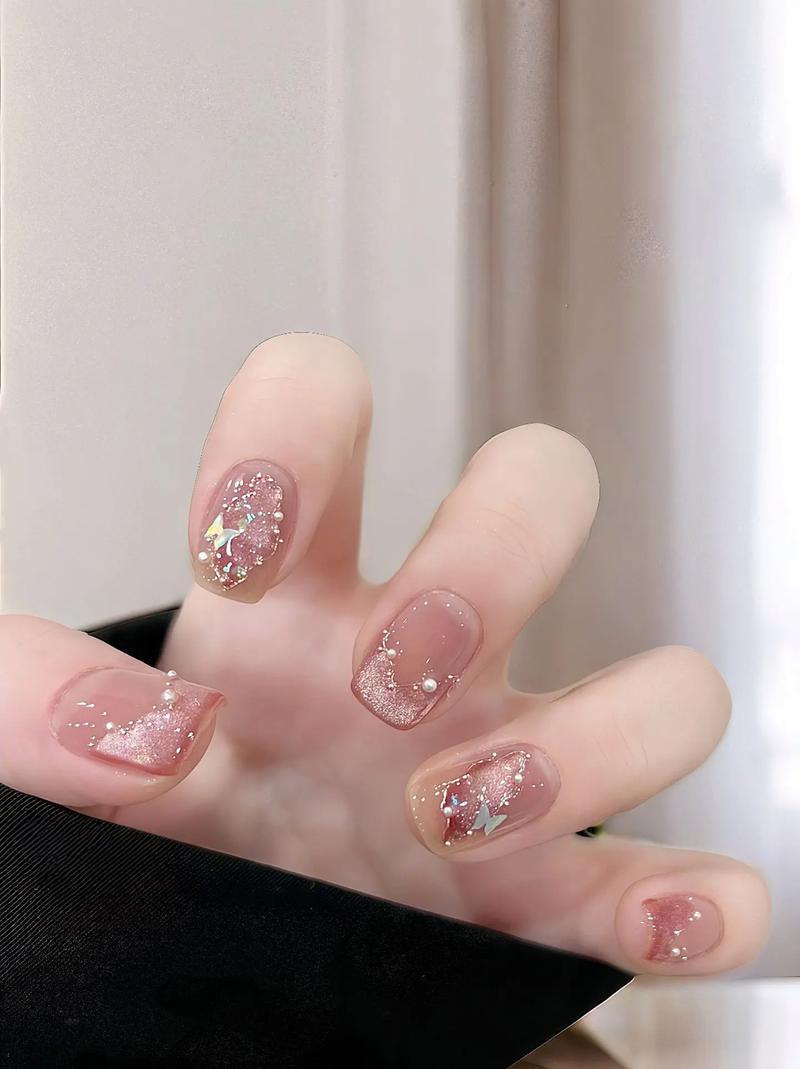 151-300二号链接纯手工秋冬高级爆款短款豆豆甲穿戴甲片穿戴爆闪