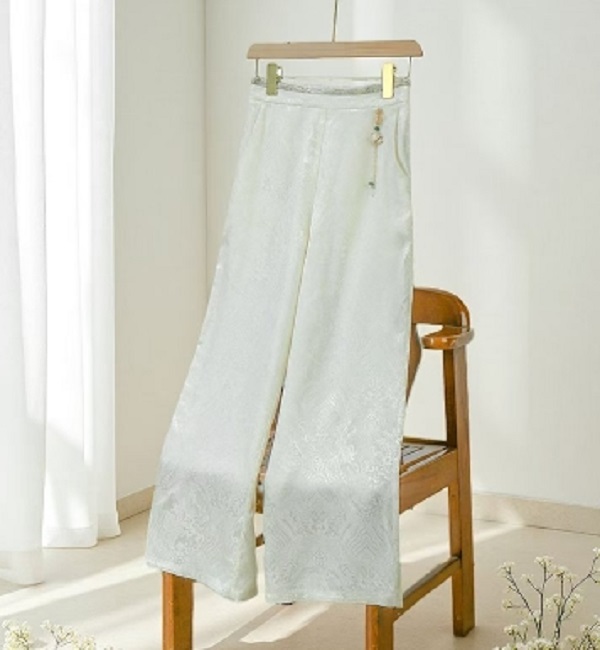 小奕专属 浪淘沙.望海 冬季加绒保暖时尚刺绣显瘦阔腿裤DZ100015