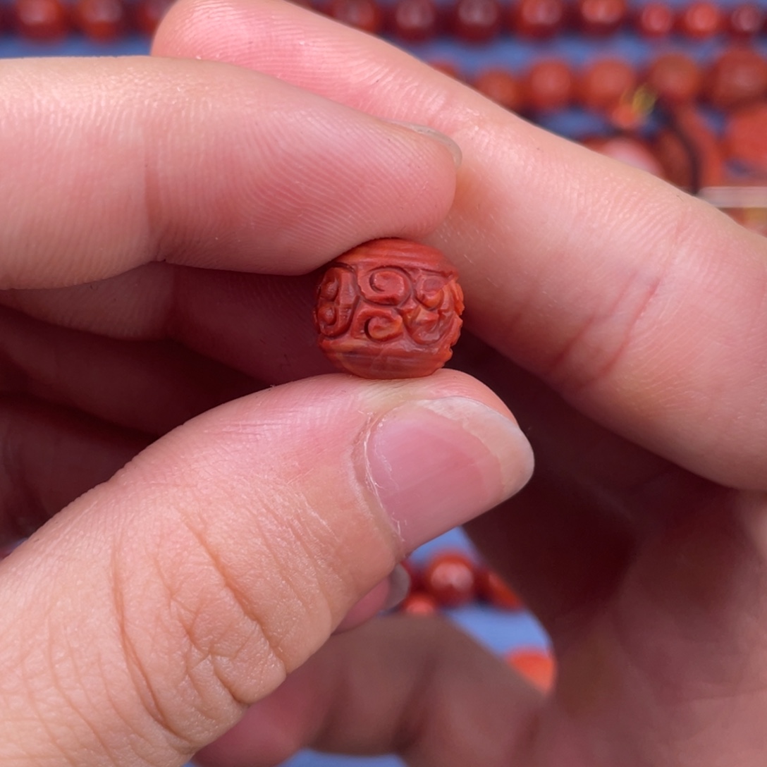 南红玛瑙未镶嵌其他11mm瓦西牛血红双色会纹单珠