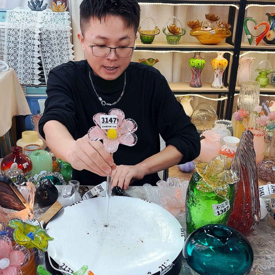 3147花 琉璃花家悦花瓶摆件