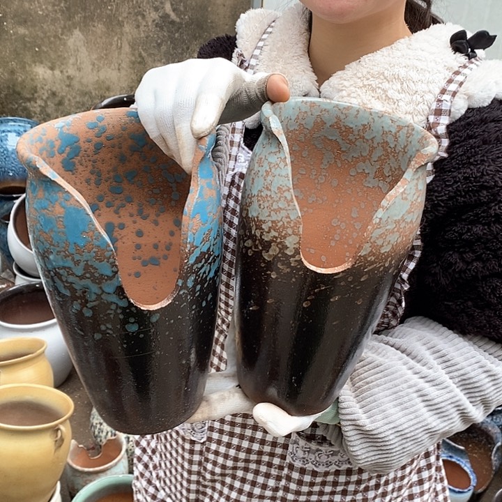 紫砂花盆瑕疵口15高25