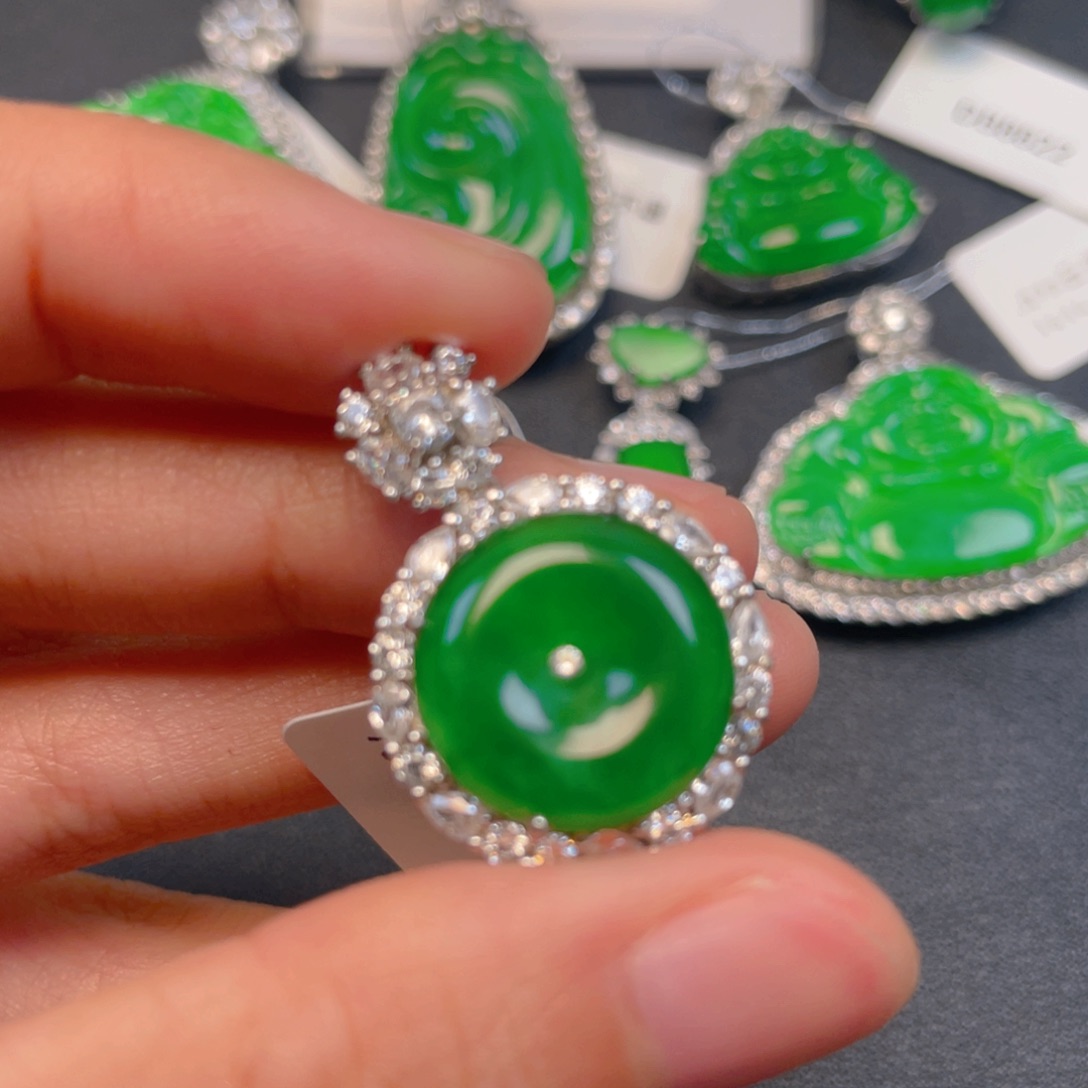 翡翠银S925镶嵌吊坠(不含链)