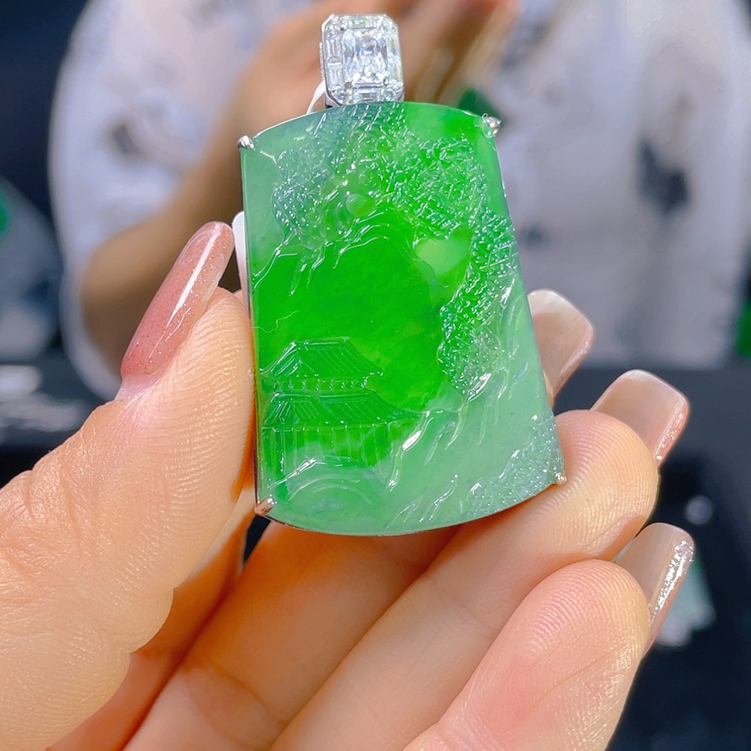 翡翠银S925镶嵌颈饰天然