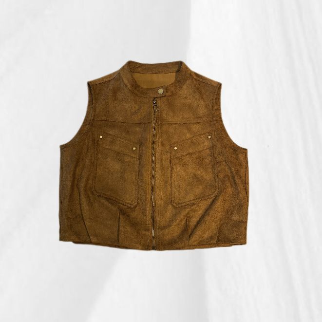 玲子【工飒型】时尚百搭显瘦麂皮绒马甲080310