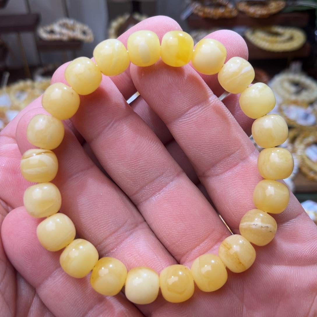 蜜蜡未镶嵌手链有瑕疵的000010.5mm