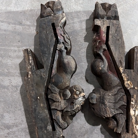 风车木（黑檀木）老木雕老人物花板