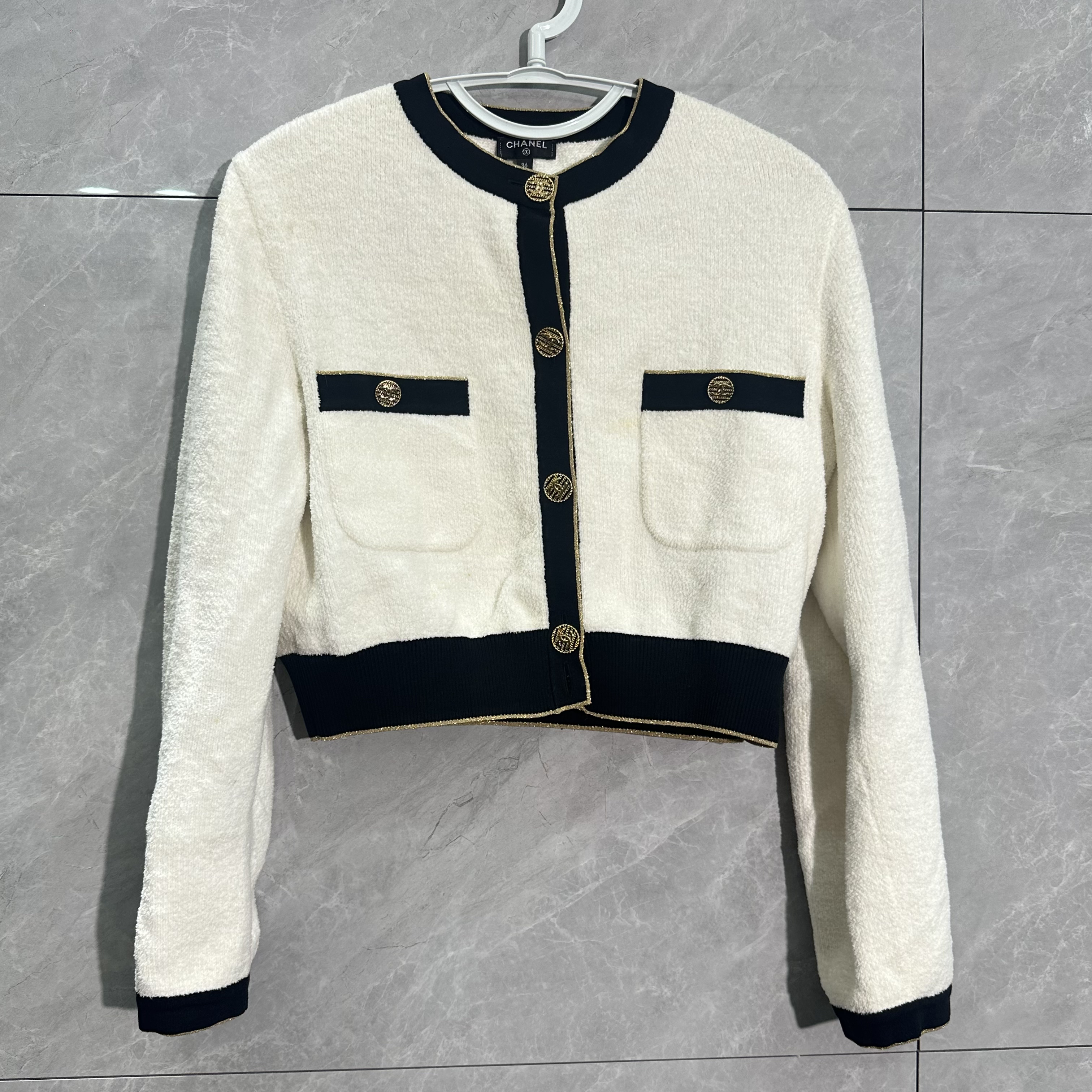 95新 Chanel/香奈儿 黑白撞色针织衫/36码