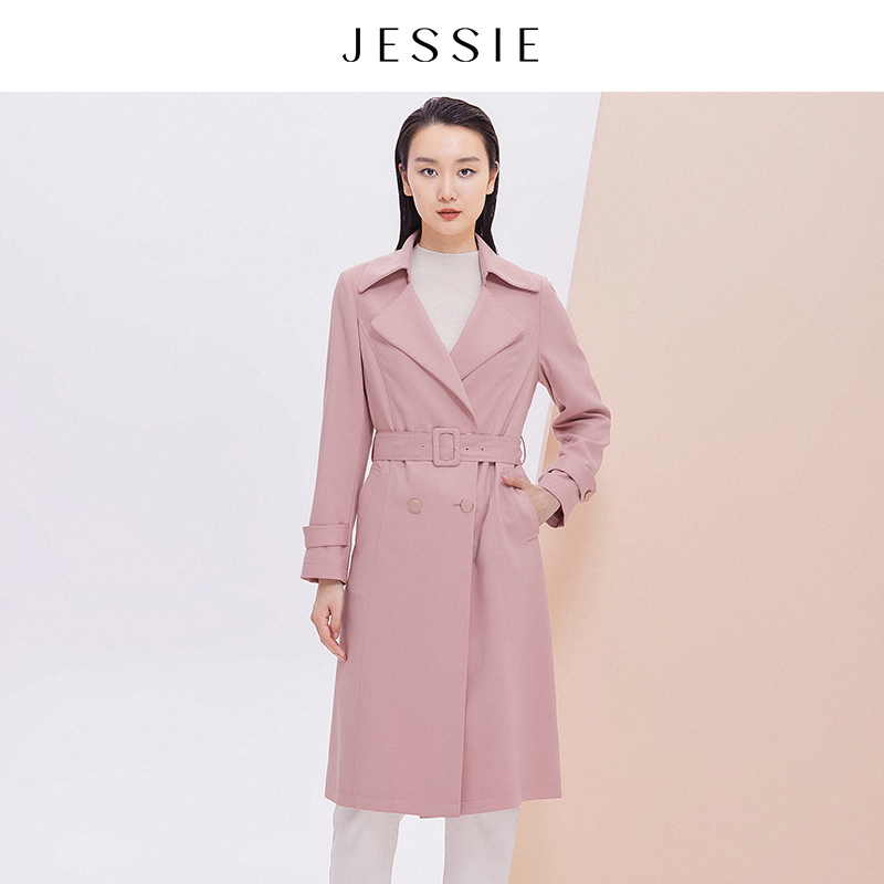 【粉丝专属】【商场同款】JESSIE气质通勤翻领双排扣中长款风衣外套装
