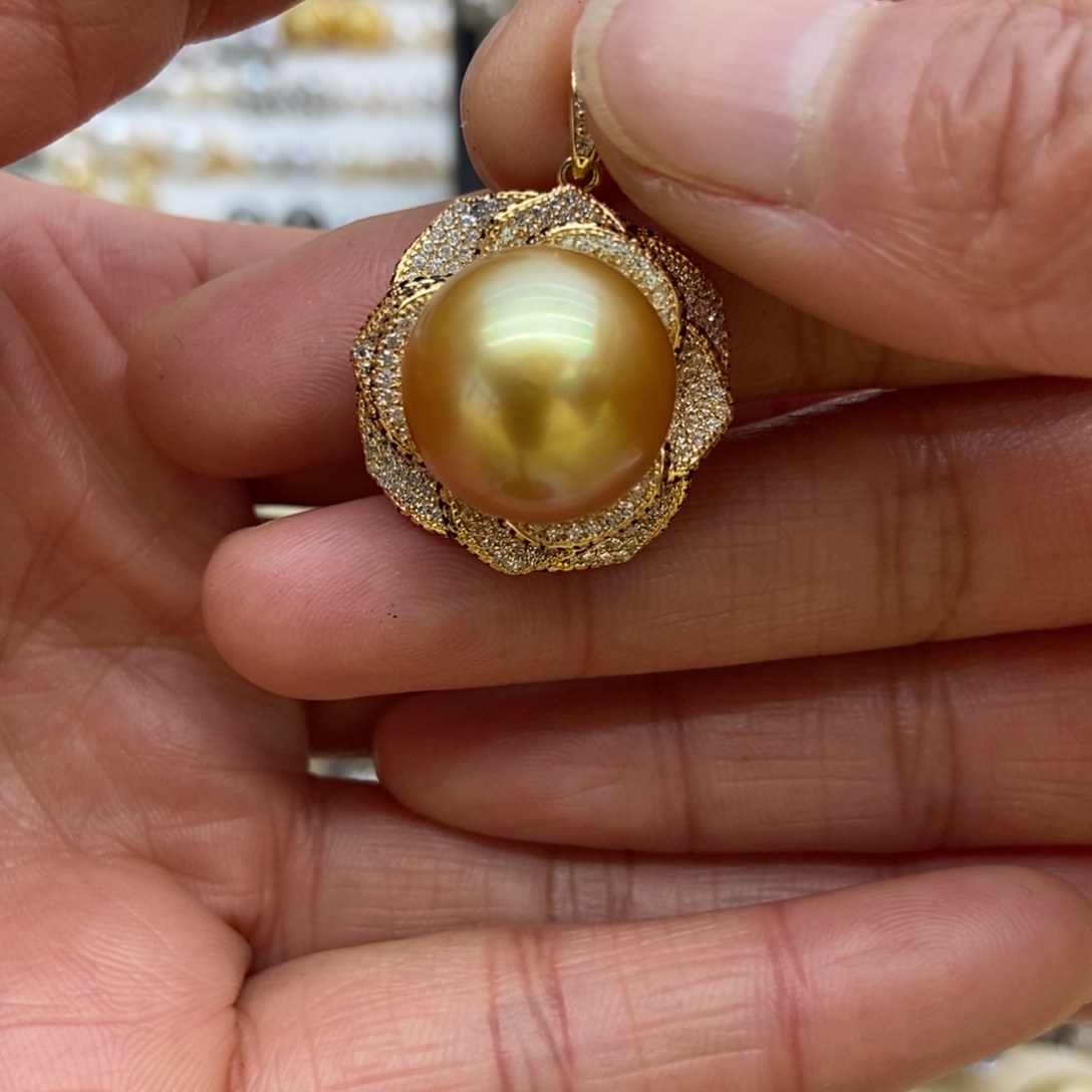 海水珍珠吊坠(不含链)银S925镶嵌