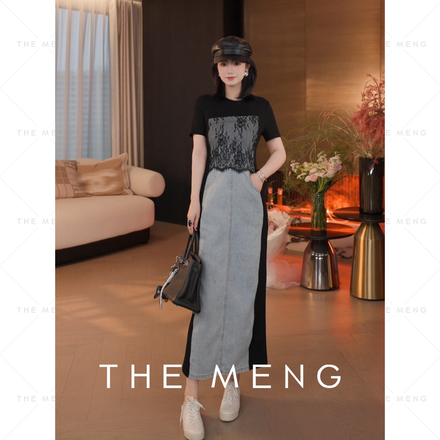 THE MENG【唤醒】高支精梳棉通勤百搭短袖连衣裙#M252G0658