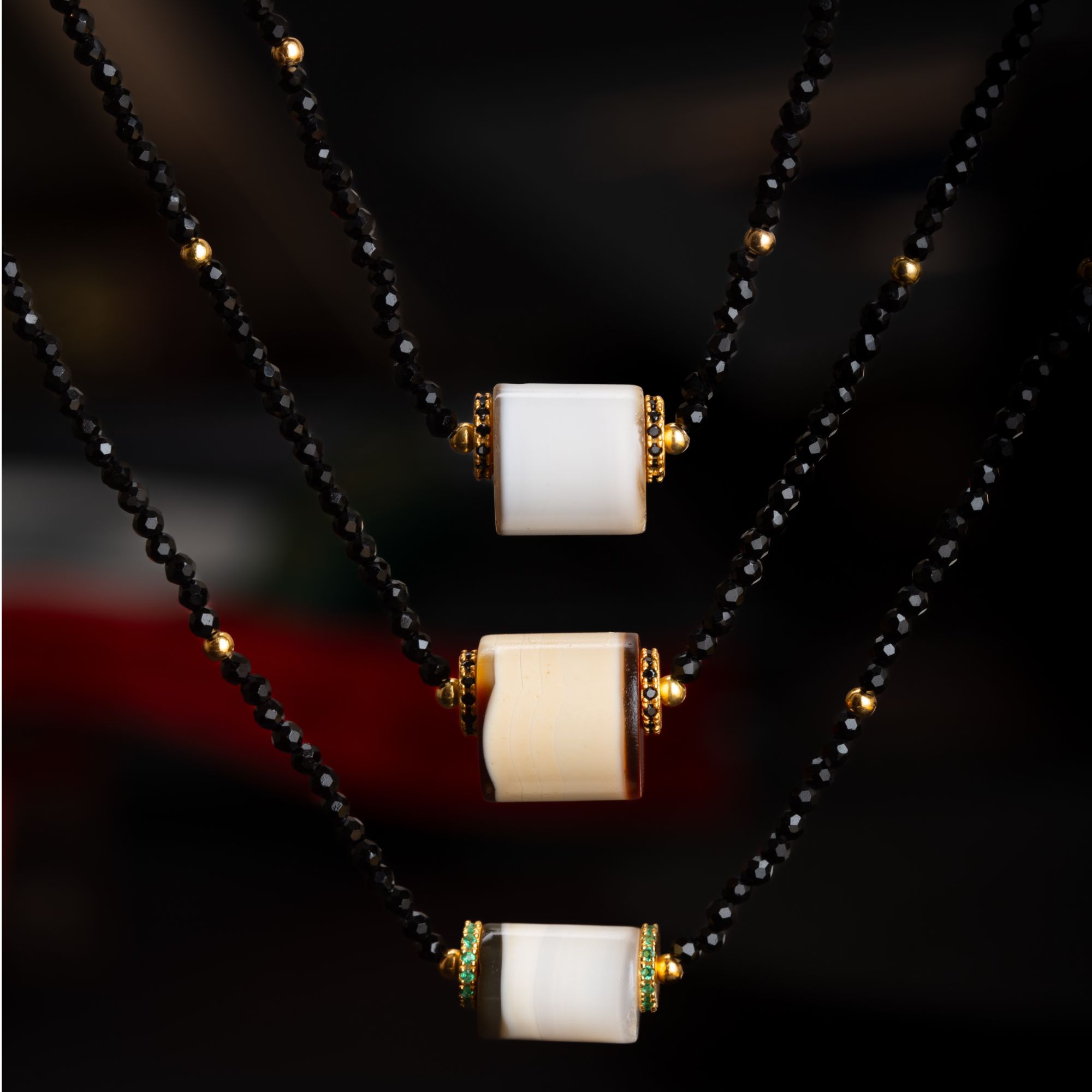 非金属布艺项链 横版剁珠晶石项链（多样性发货）