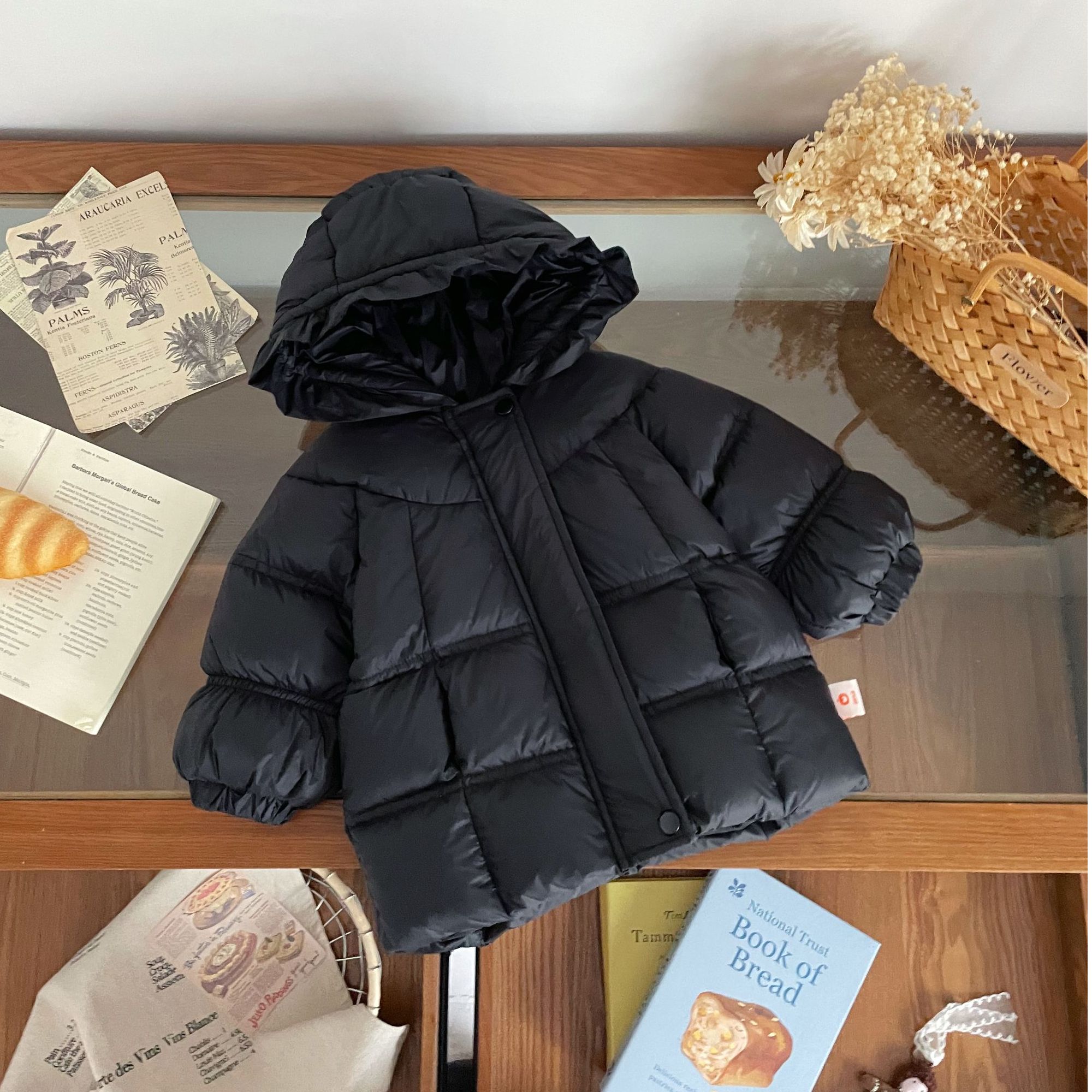 【现货】DW259878冬季女童羽绒服女宝连帽中长款90白鸭绒防寒外套