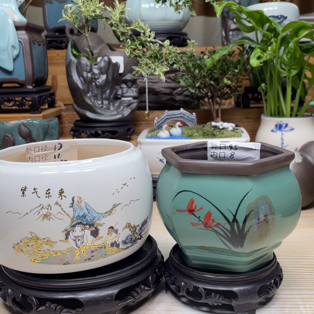 紫砂茶杯陶瓷艺术花盆陶瓷