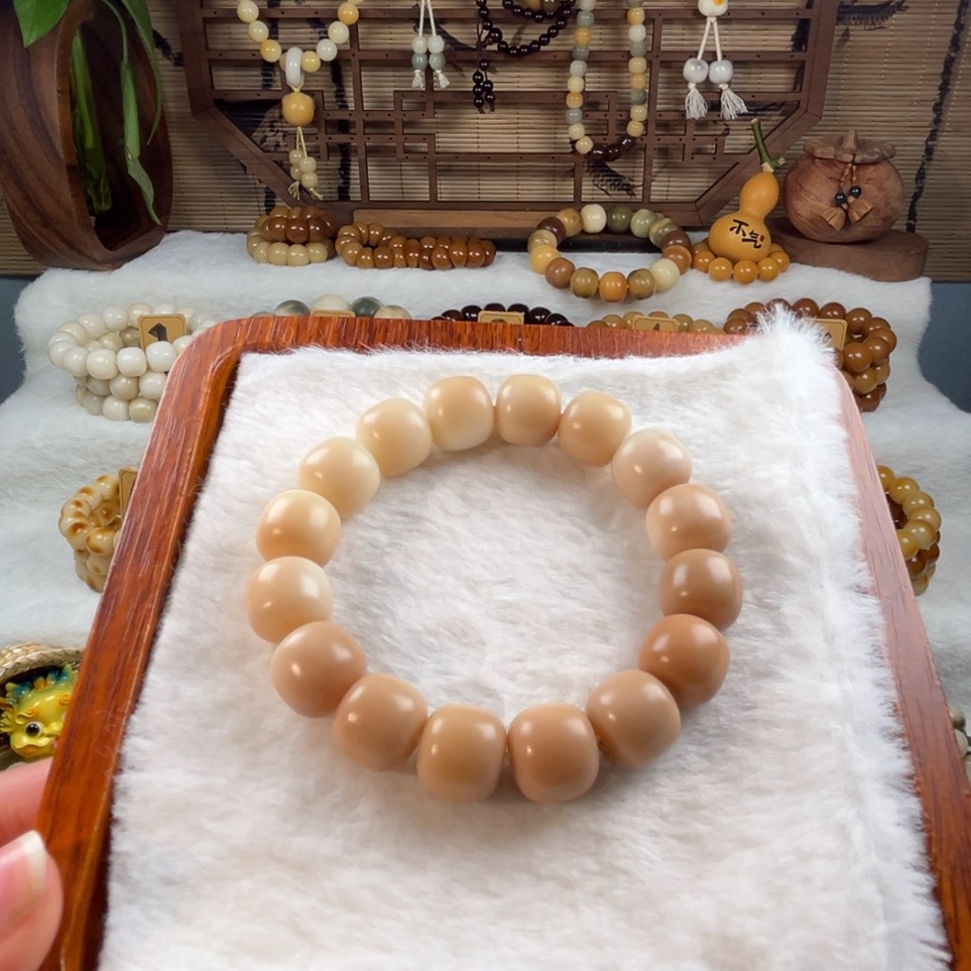 菩提根/象牙果手串卡14皮粉色