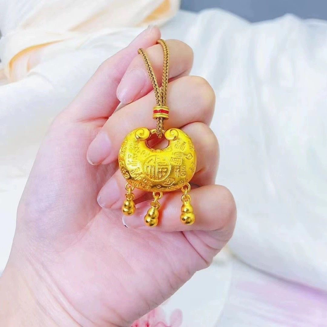 合金吊坠 天子门生古法平安福字流苏女款传承锁