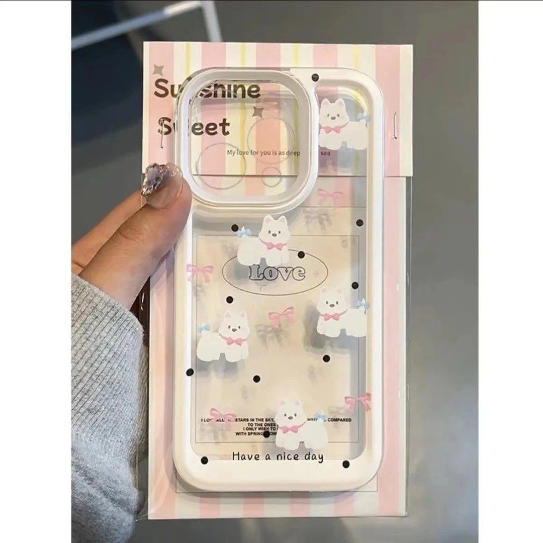 小众白边小狗适用苹果17PROMAX手机壳iPhone15防摔14卡通13软壳12
