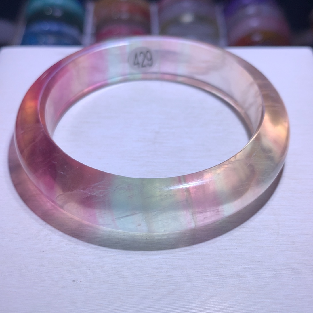 银S925镶嵌水晶手镯萤石60.7圈429