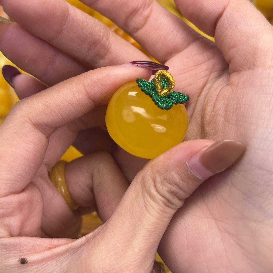 裸石琥珀未镶嵌9g柿子苹果
