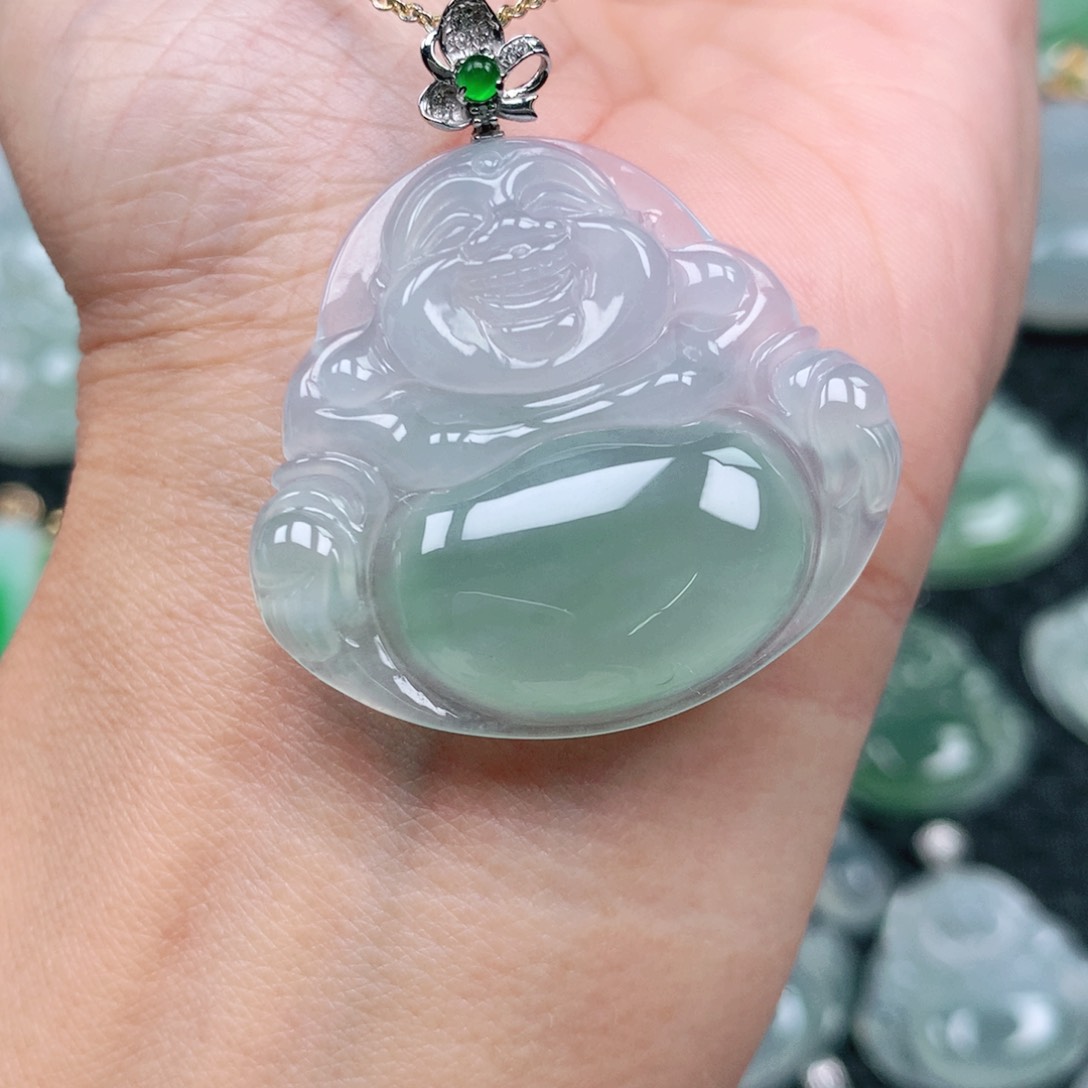 翡翠吊坠(不含链)18K金镶嵌