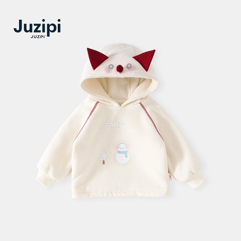 橘止皮·「圣诞系列」儿童连帽卫衣冬季卡通女童加绒衫上衣DY252263