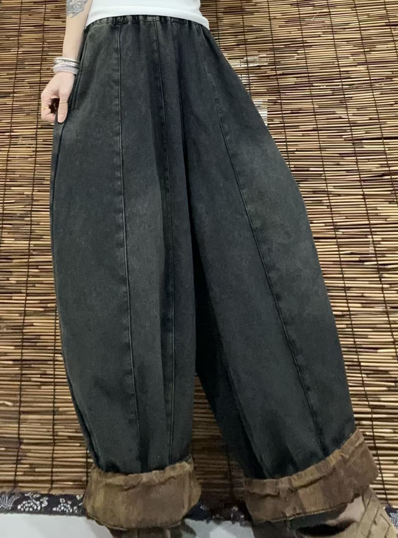 602拼接加绒南瓜裤（裤长94 臀围160）