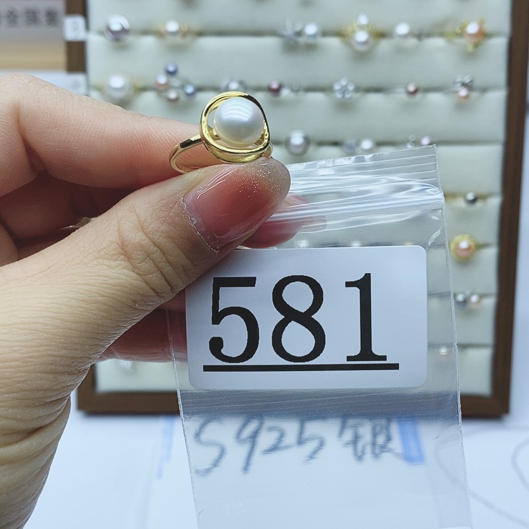 淡水珍珠戒指银S925镶嵌581