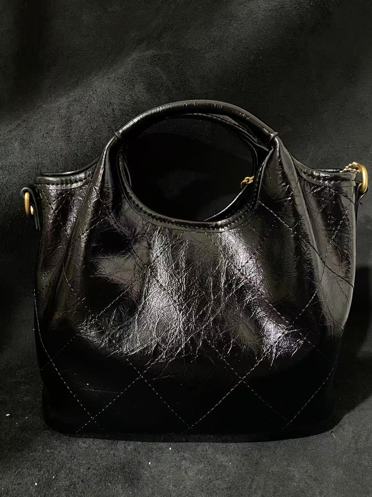 LQ-WITH-QUEEN真皮女包风小菜包黑色-大 0632