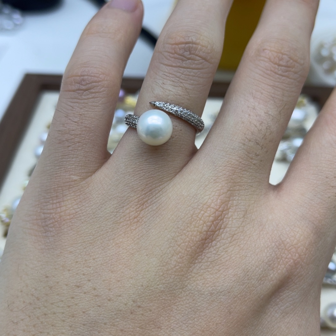 淡水珍珠银S925镶嵌戒指