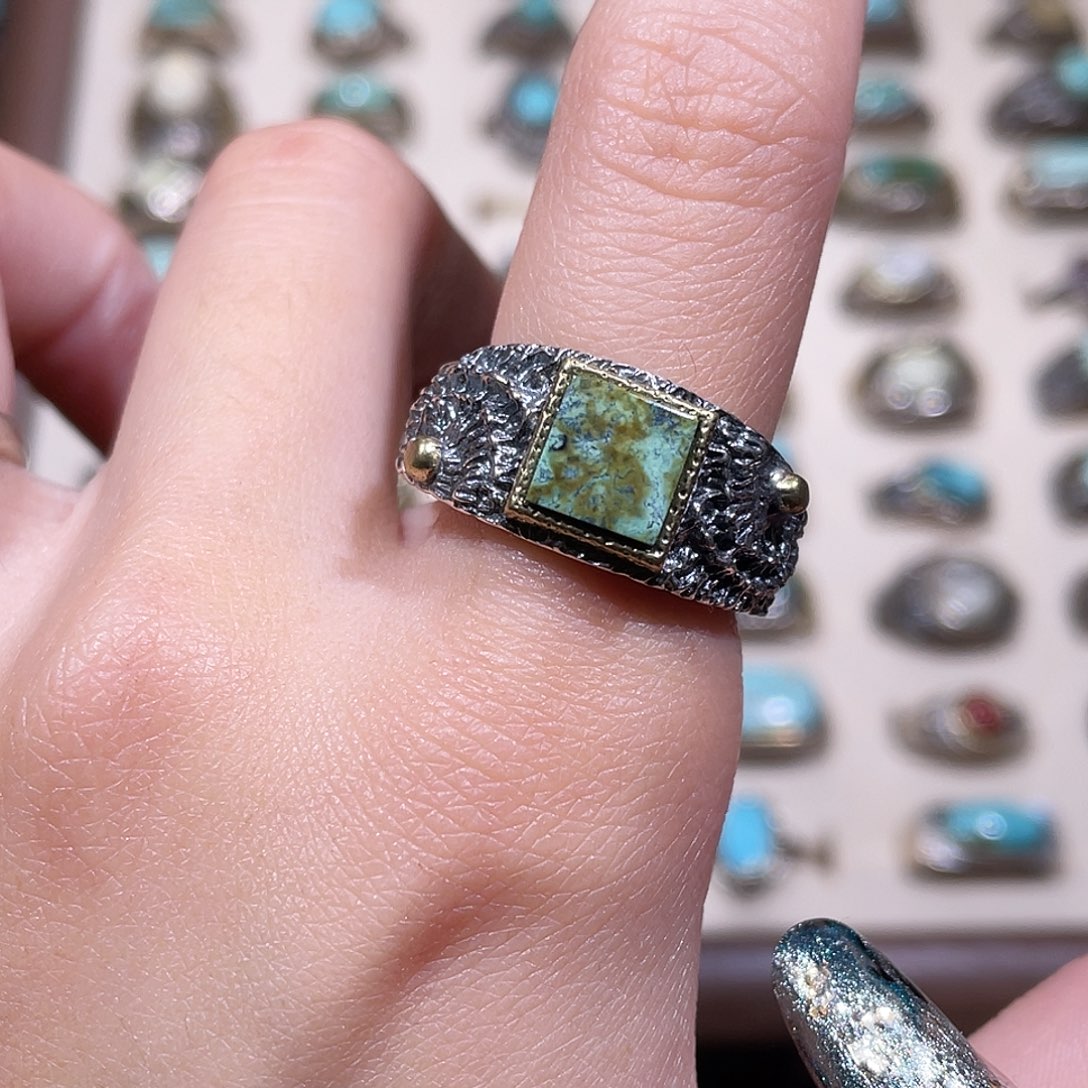 绿松石银S925镶嵌戒指