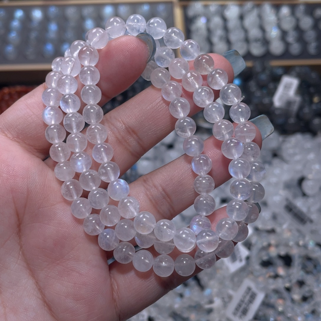 未镶嵌手链长石蓝月光手链多圈6mm+ 捡漏价