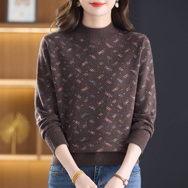 羊毛衫冬季新款半高领针织衫女时尚洋气百搭宽松显瘦打底衫厚