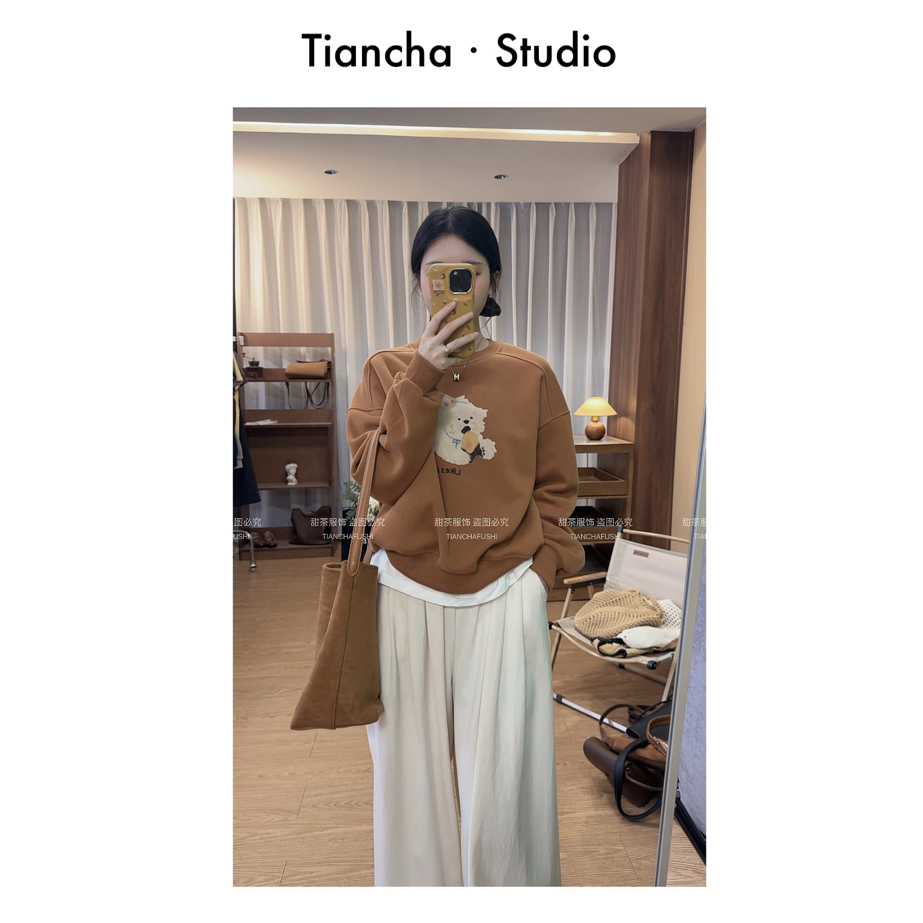 sweet c 【番薯小狗】G002#韩系秋冬卫衣不加绒落肩女可爱ins百搭