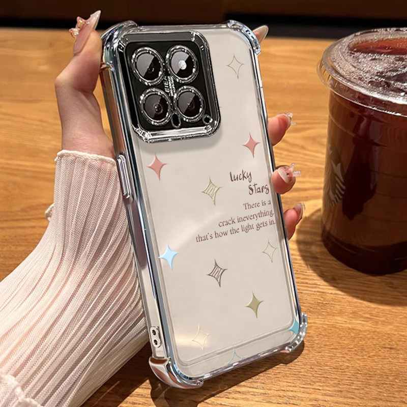 四角电镀彩点星星适用苹果17手机壳iphone6e华为oppo小米vivo简约