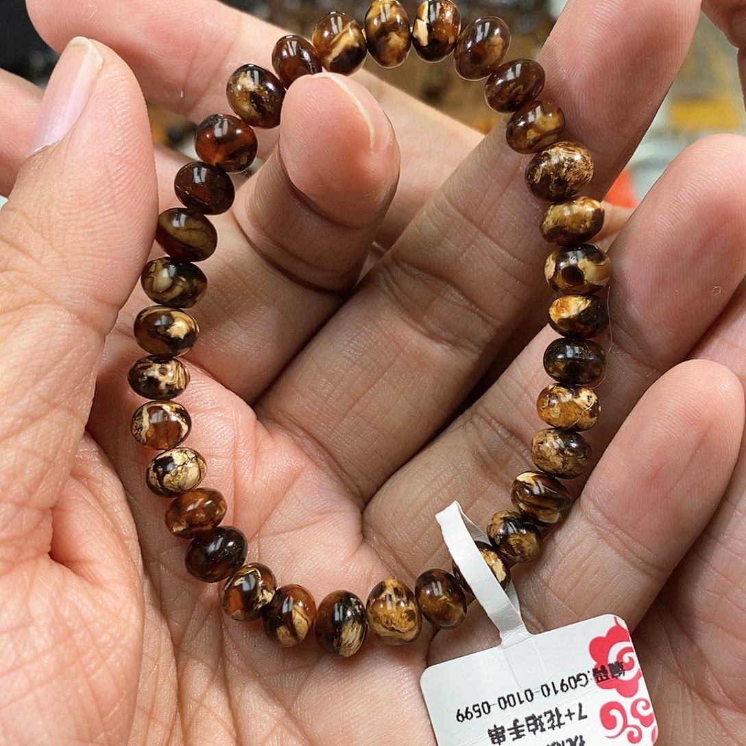 琥珀未镶嵌手链7溶洞手串