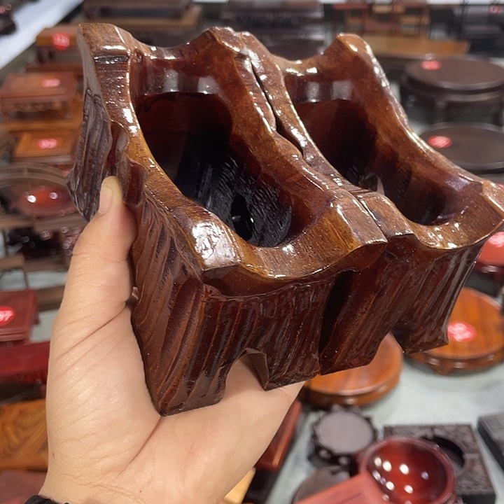 红木底座工艺品紫砂红木底座工艺品2个13公分