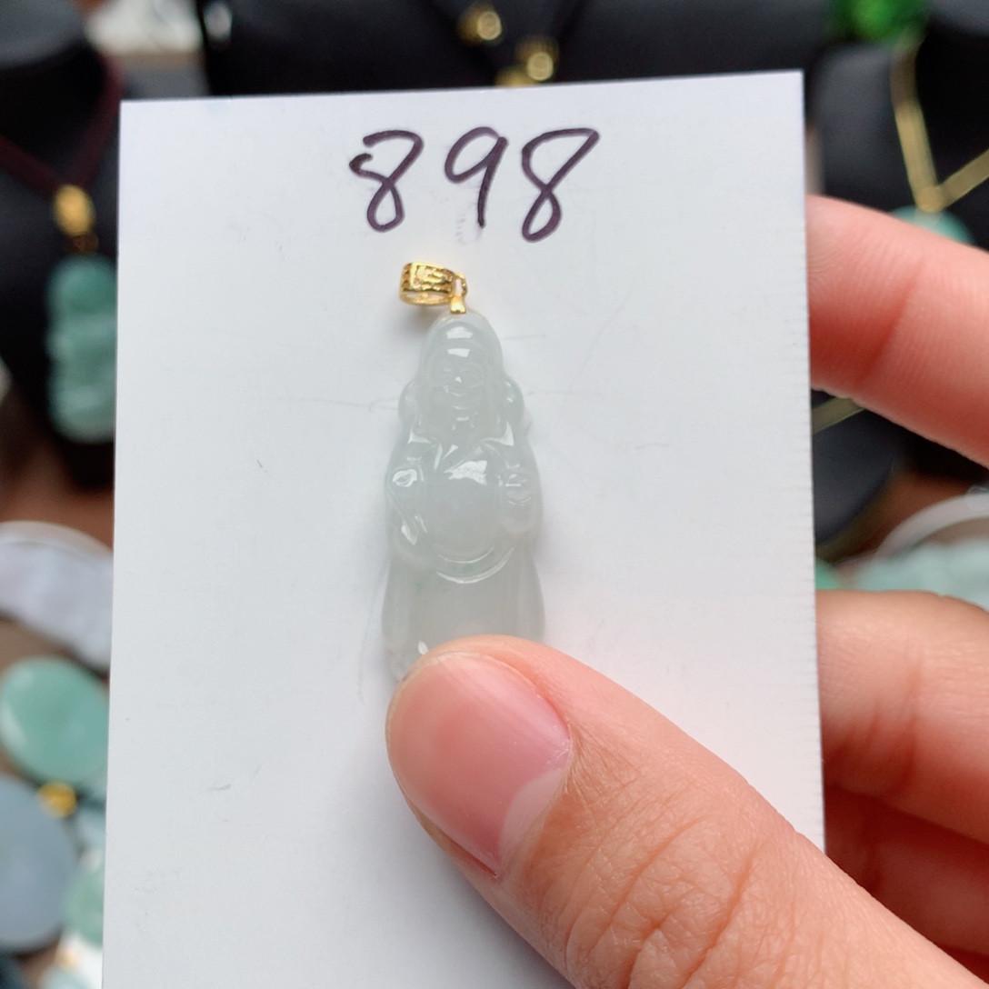 翡翠颈饰银S925镀金镶嵌吊坠