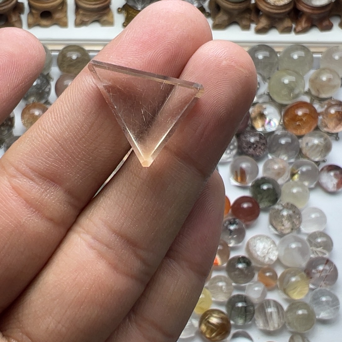 水晶珠宝半成品未镶嵌兔毛吊坠