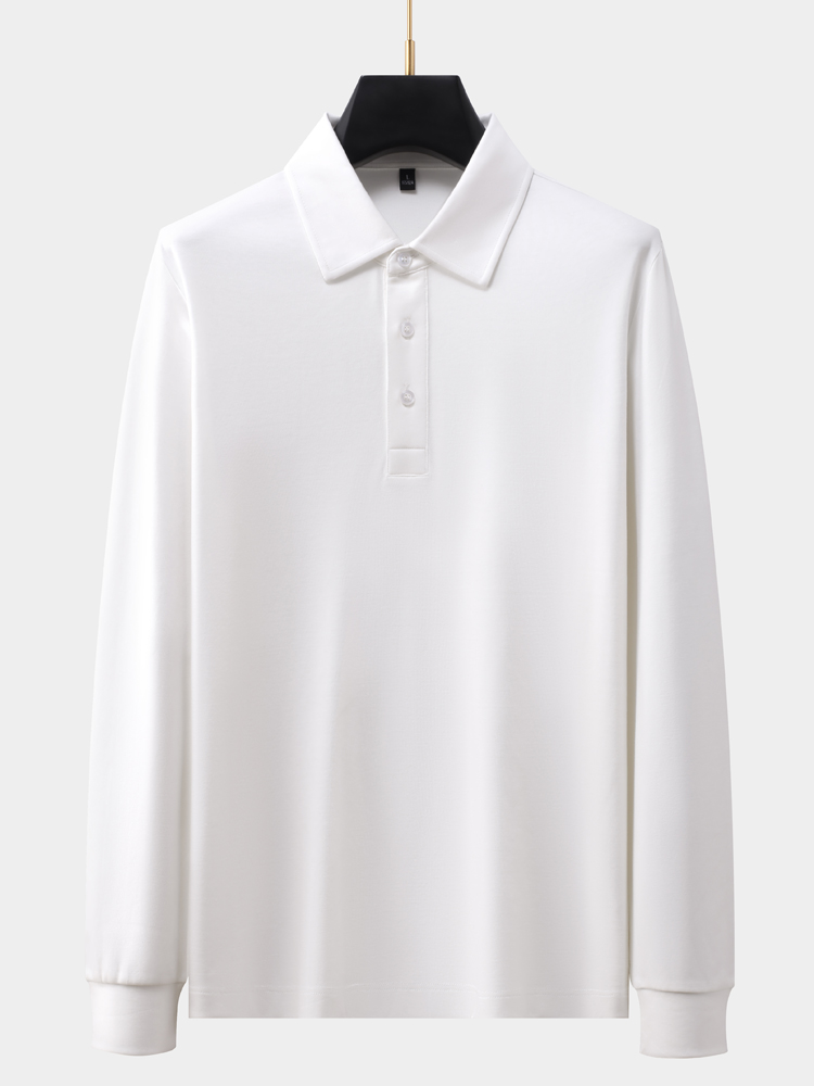 《杰家》跨境长袖polo衫男士商务休闲翻领t恤男网红洋气高级感男装