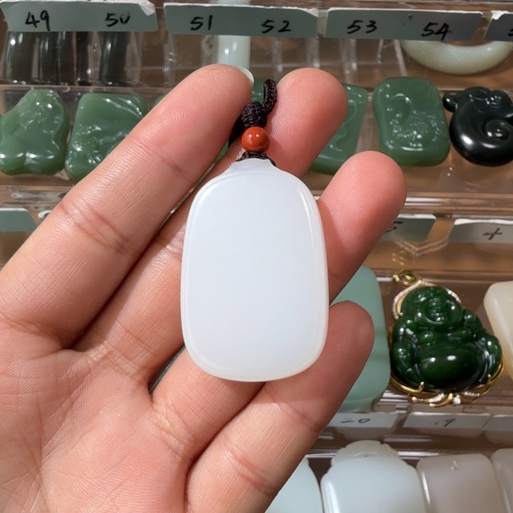 和田玉颈饰未镶嵌新疆和田玉平安无事牌