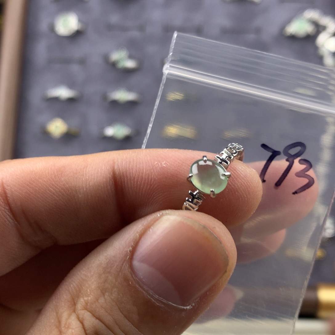 。***。翡翠银S925镀金镶嵌戒指793