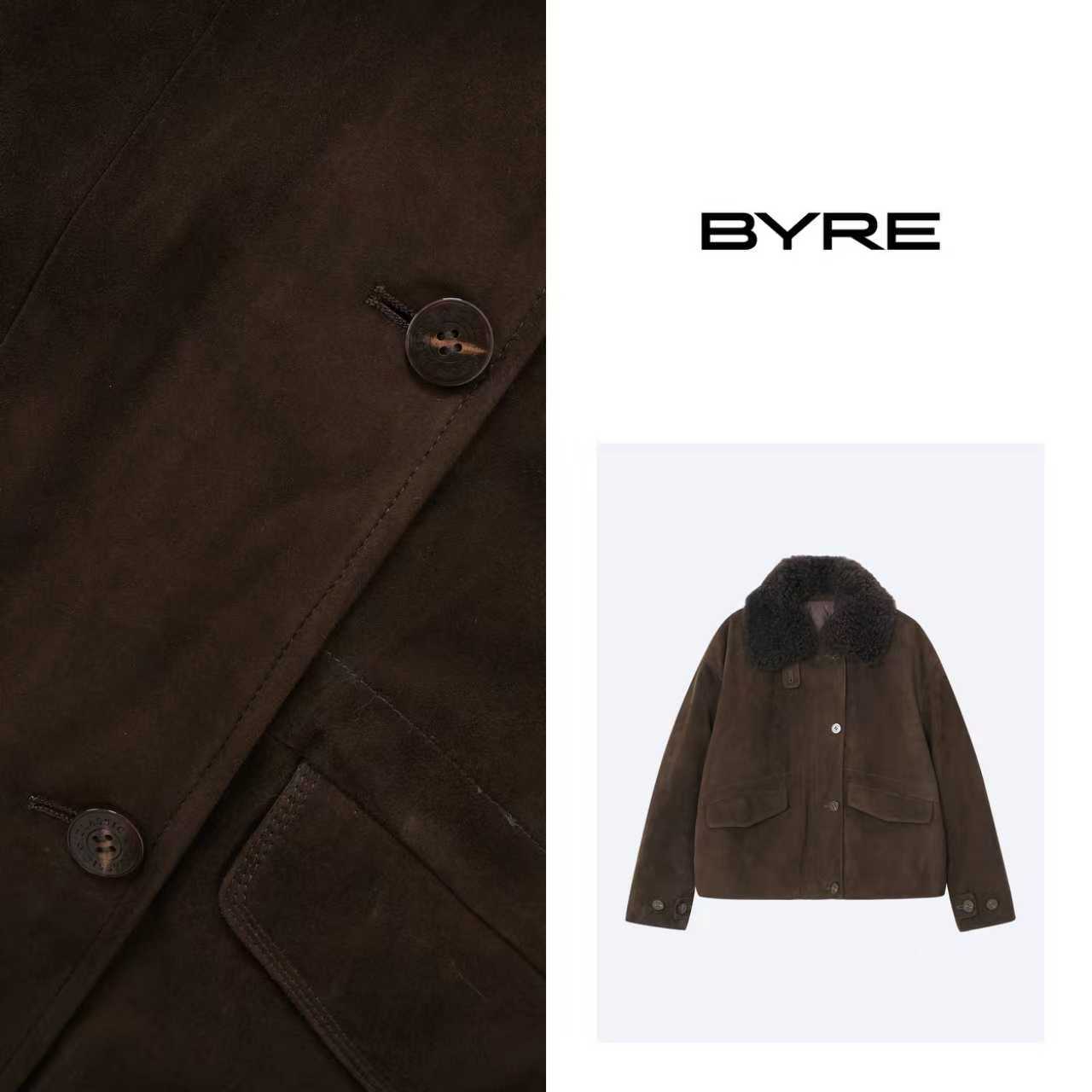 YS510 咖色绵羊皮鹅绒服【干洗】