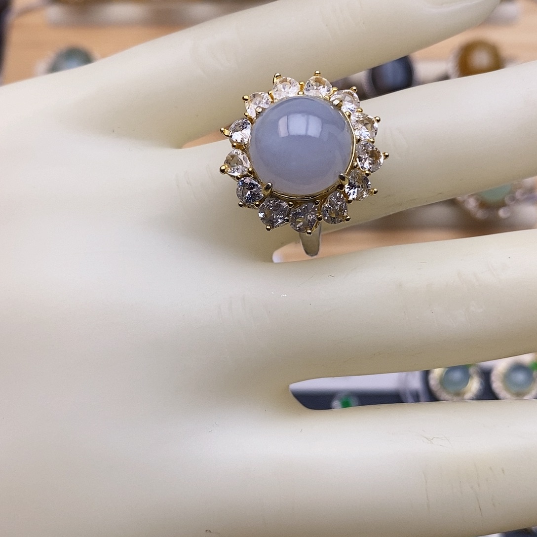 翡翠戒指银S925镶嵌/5656