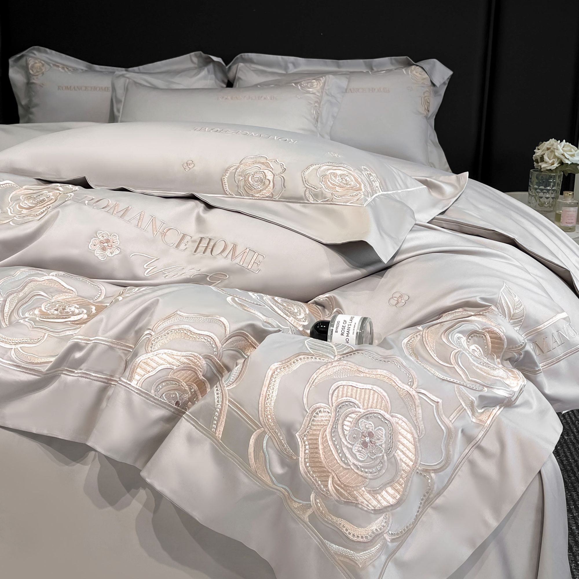 水星家纺新品轻奢A类200支长绒棉四件套高档欧式被套全棉纯棉床笠