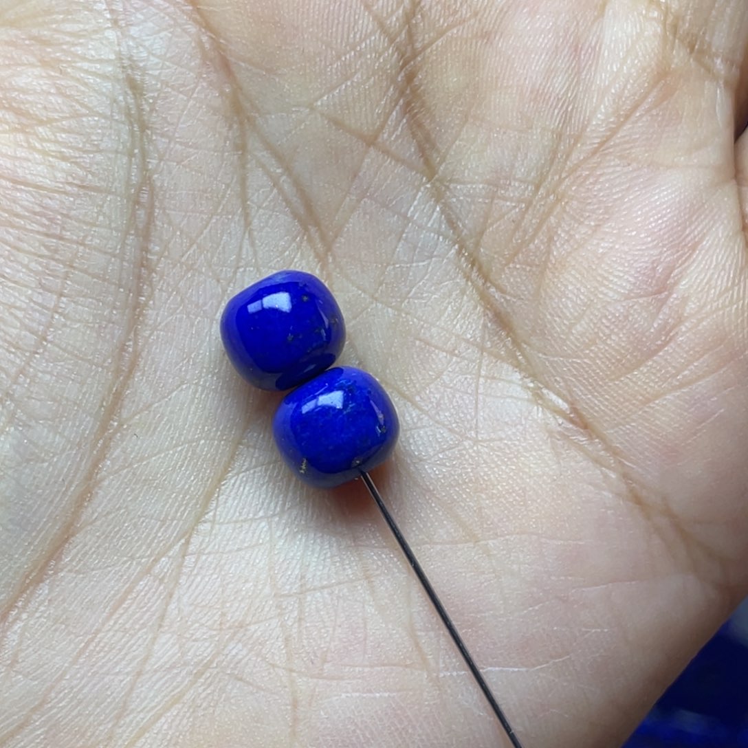 青金石未镶嵌9×8mm老型对珠（不同色）